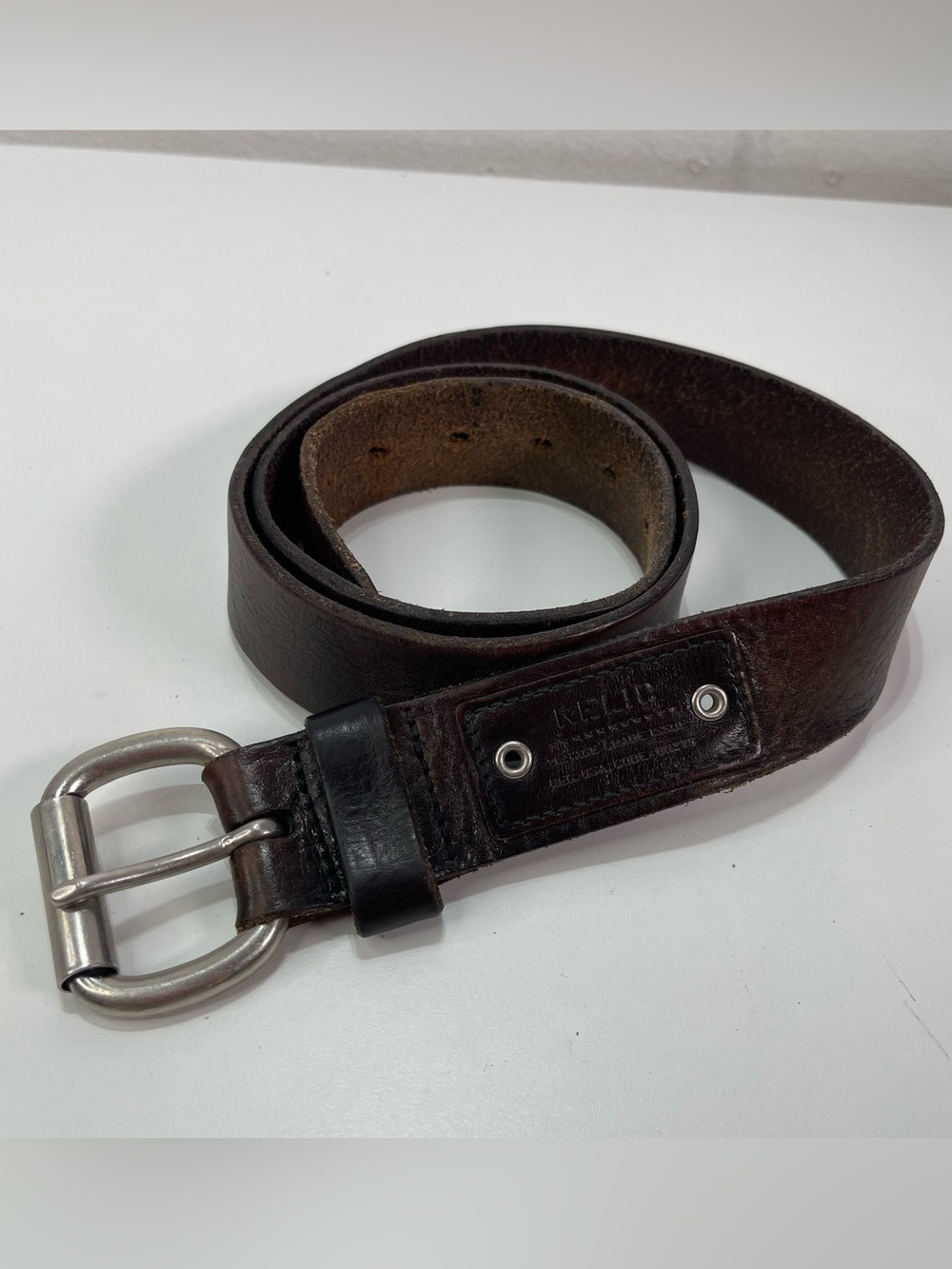 Relic Full Grain Cowhide Leather Belt Roller Buckle Men's 40 USA Brown Distress